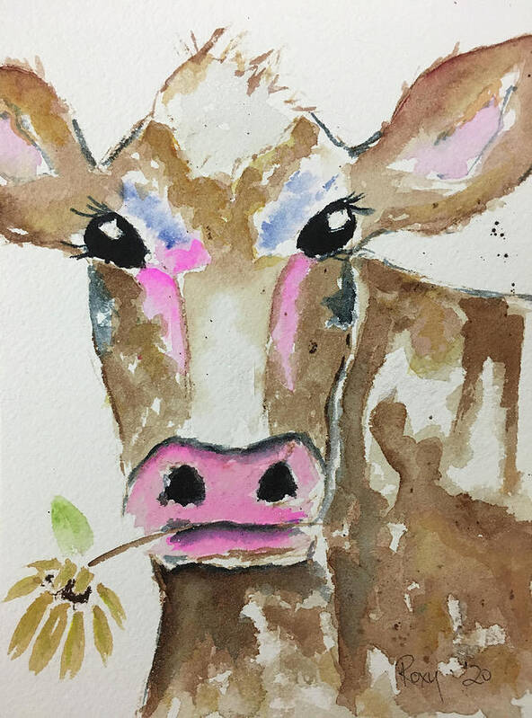 Cow Poster featuring the painting Betty Cow by Roxy Rich