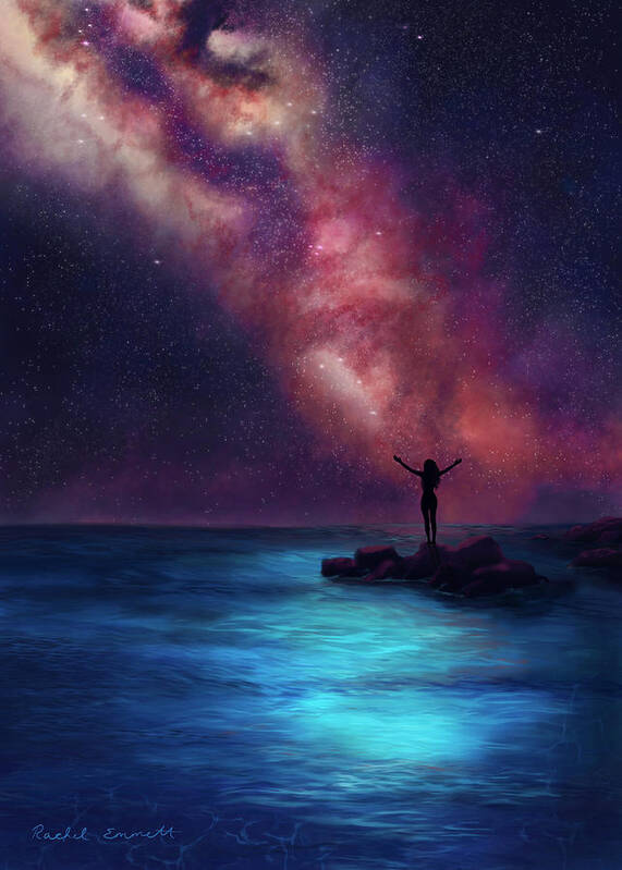 Galaxy Poster featuring the painting Between the Stars and the Sea by Rachel Emmett