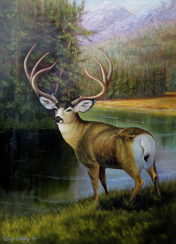 Forest Poster featuring the painting Big Buck by Loxi Sibley