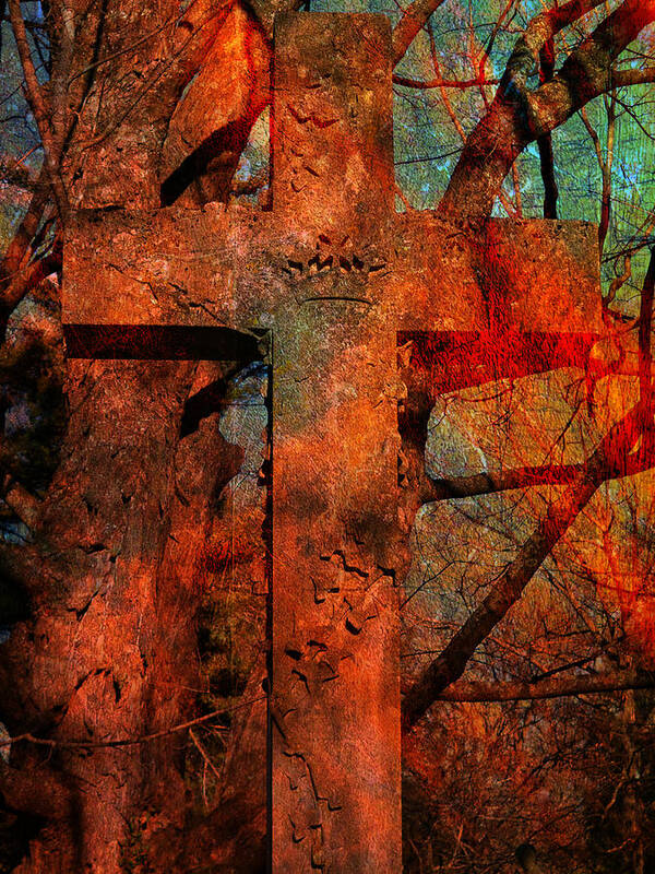 Stone Cross Poster featuring the photograph Blood Cross by Mike McBrayer