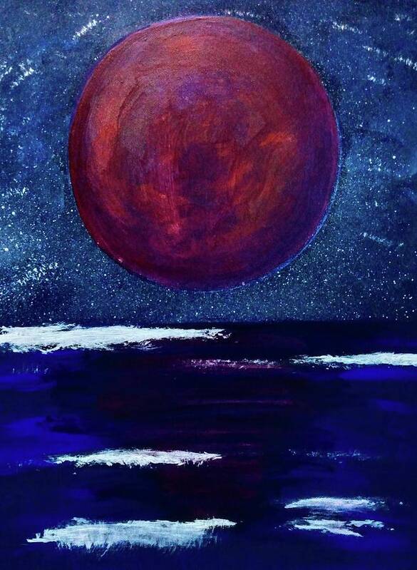 Moon Poster featuring the painting Blood Moon by Anna Adams