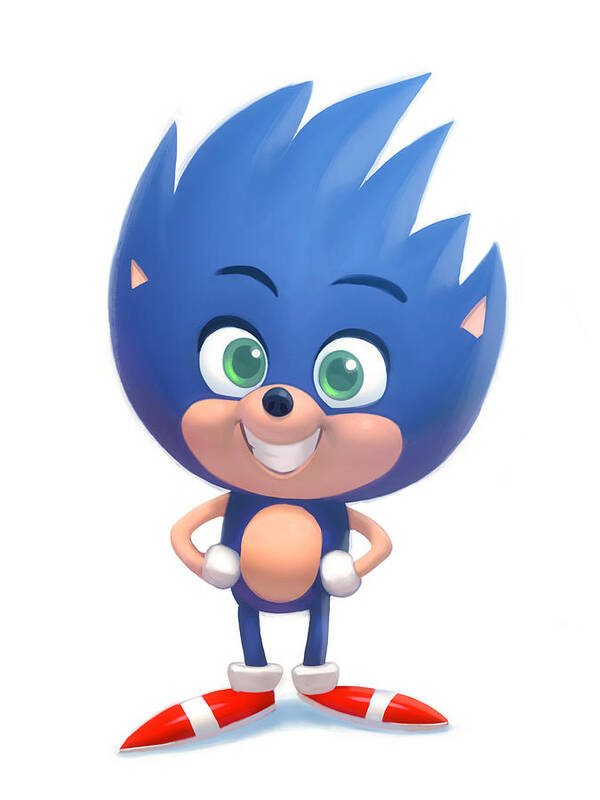 Sonic Hedgehog Video Game Cute Nostalgia Retro Poster featuring the digital art Blur by Adam Ford