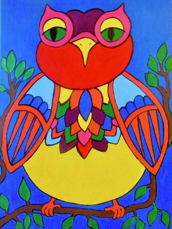 Owl Poster featuring the painting Bright Night Owl #2 by Stephanie Moore