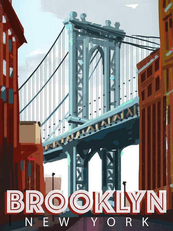 Travel Poster featuring the digital art Brooklyn by East Coast Licensing