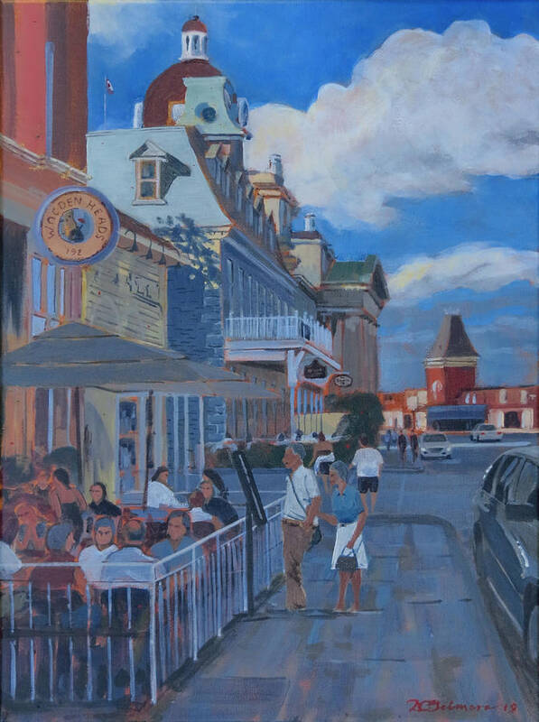 Canada Poster featuring the painting Browsing at Wooden Heads Restaurant by David Gilmore