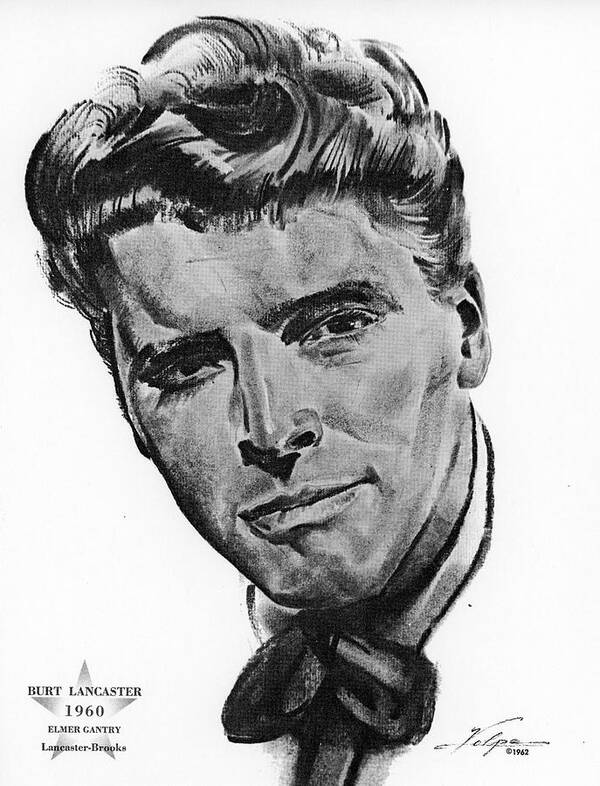Burt Lancaster Poster featuring the drawing Burt Lancaster by Volpe by Movie World Posters