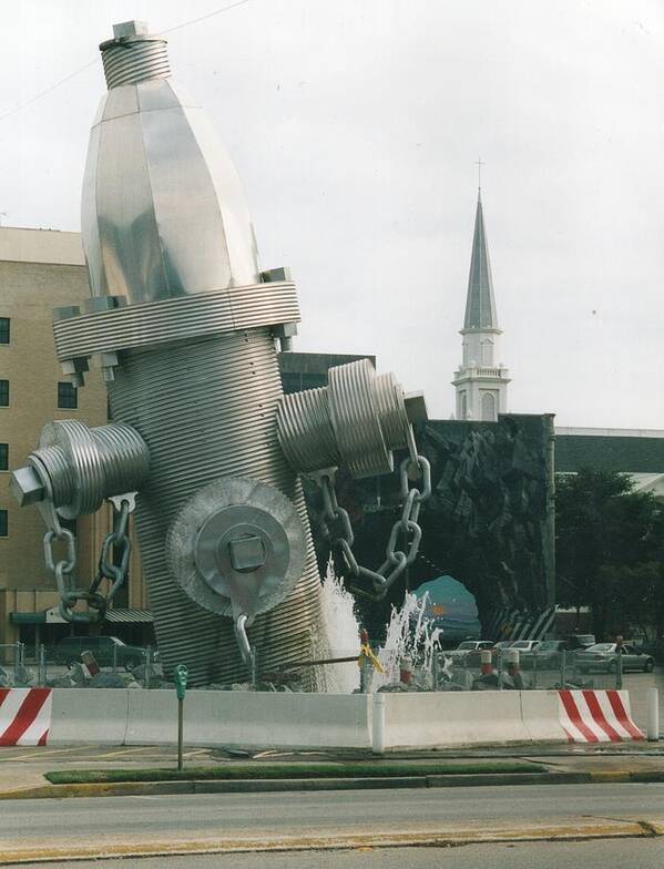 Public Art Poster featuring the sculpture Busted Plug Plaza by Blue Sky