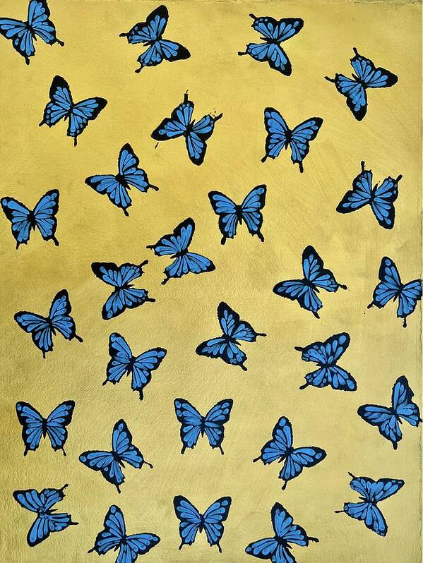  Poster featuring the painting Butterfly Gold background by Clayton Singleton