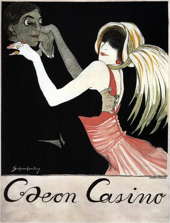 Vintage Poster Poster featuring the digital art C Leon Casino - Art Nouveau - Vintage Advertising Poster by Studio Grafiikka