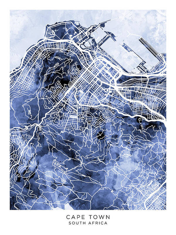 Cape Town Poster featuring the digital art Cape Town South Africa City Street Map #59 by Michael Tompsett