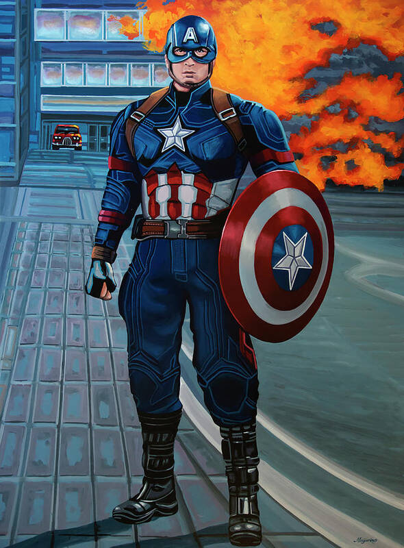 America Poster featuring the painting Captain America Painting by Paul Meijering