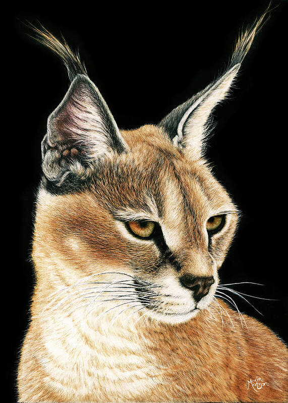 Caracal Poster featuring the painting Caracal by Monique Morin Matson