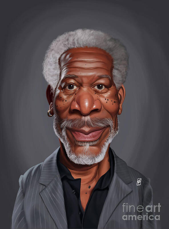 Illustration Poster featuring the digital art Celebrity Sunday - Morgan Freeman by Rob Snow