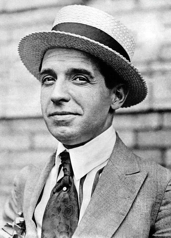 Ponzi Poster featuring the photograph Charles Ponzi Portrait - Circa 1920 by War Is Hell Store