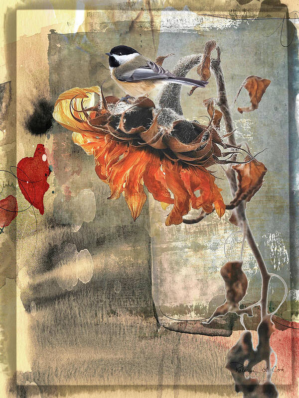 Chickadee And Sunflower Poster featuring the photograph Chickadee And Sunflower by Bellesouth Studio