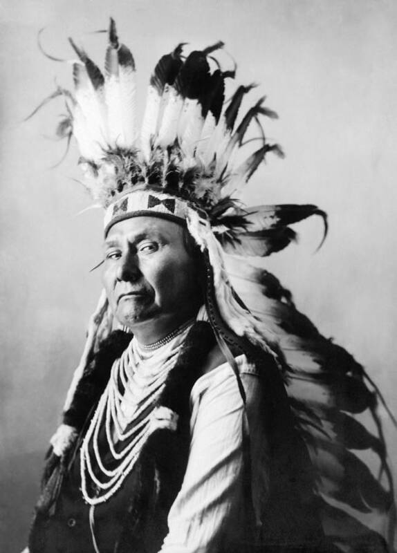 Chief Joseph Poster featuring the photograph Chief Joseph Portrait - Nez Perce Leader - 1900 by War Is Hell Store