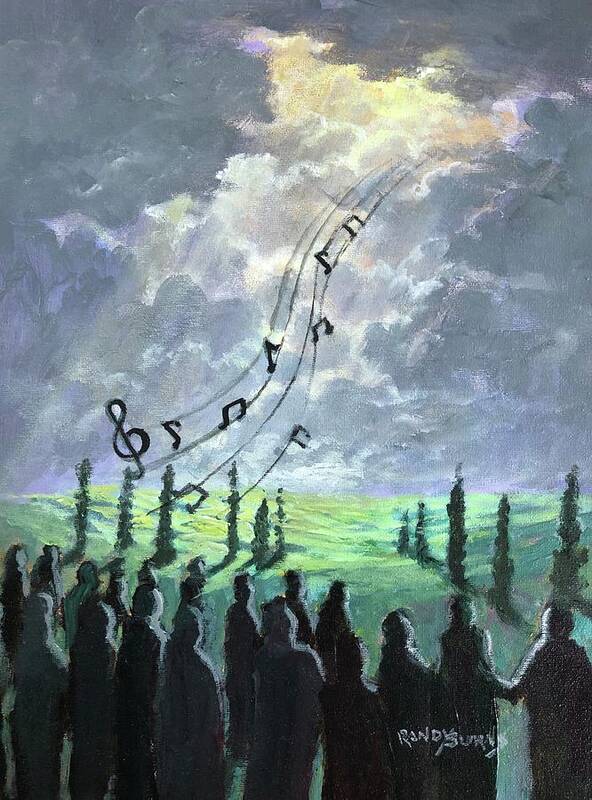 Sky Poster featuring the painting Choir Of The Blue Song Turns To Joy by Rand Burns
