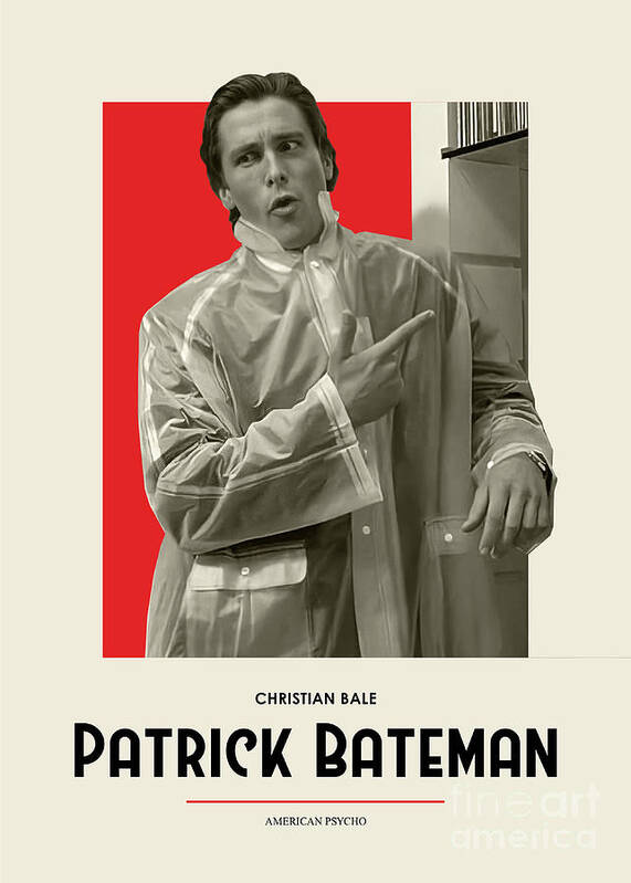 Movie Poster Poster featuring the digital art Christian Bale American Psycho by Bo Kev