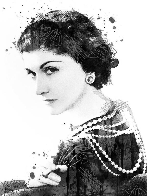 Coco Chanel bw watercolor Poster by Mihaela Pater - Fine Art America