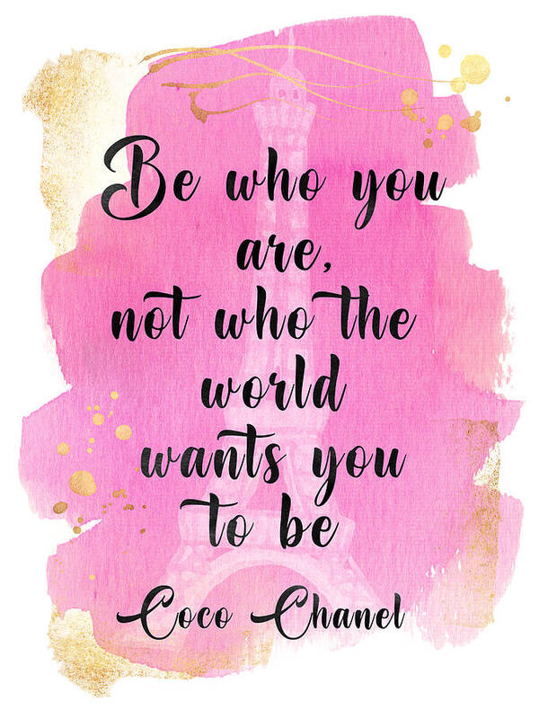 Coco Chanel quote pink watercolor Poster by Mihaela Pater - Fine Art America