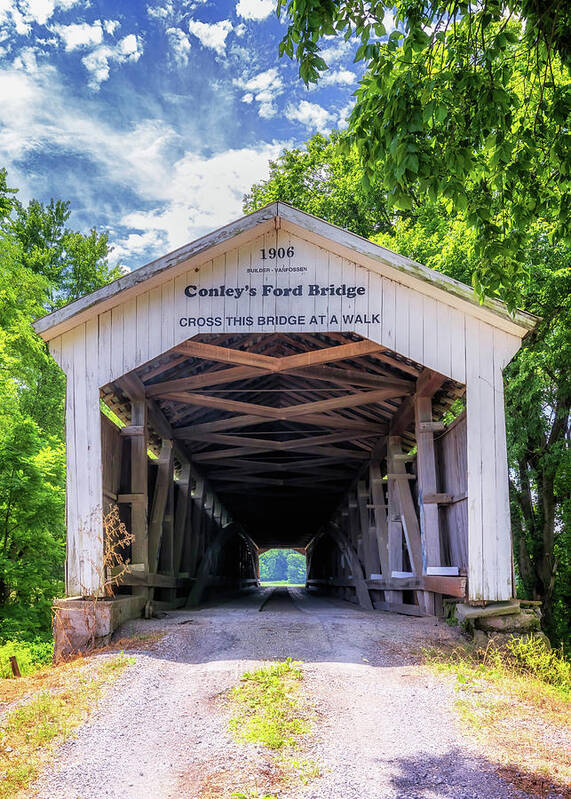 Covered Bridge Poster featuring the photograph Conley's Ford Bridge - Parke County, Indiana by Susan Rissi Tregoning