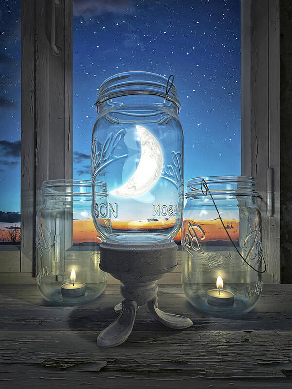 Surreal Poster featuring the digital art Consider the Moon by Cynthia Decker