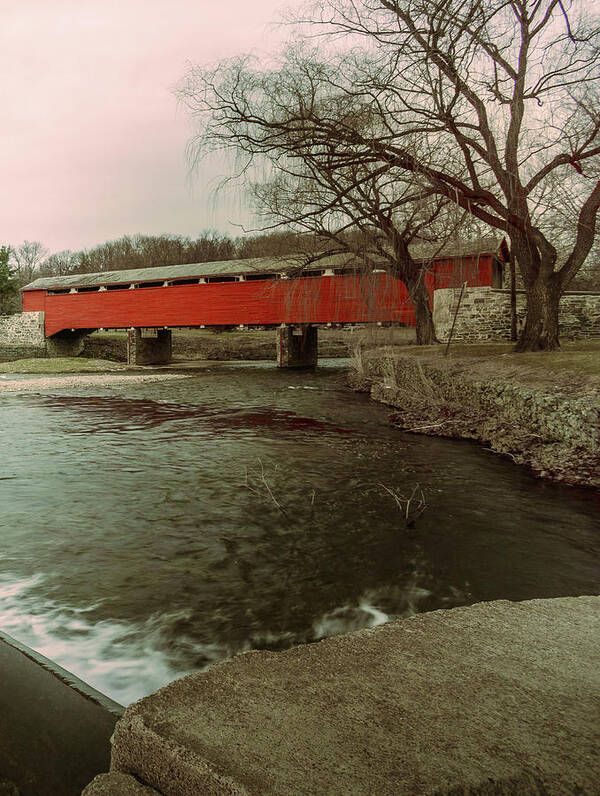 Covered Poster featuring the photograph Covered Bridge LoFi by Jason Fink