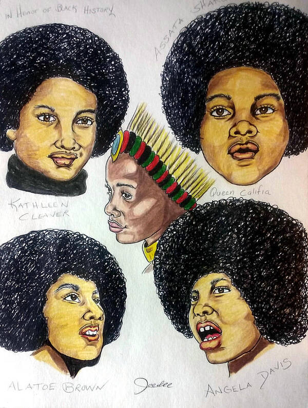 Black Art Poster featuring the drawing Da Pantherlettes by Joedee