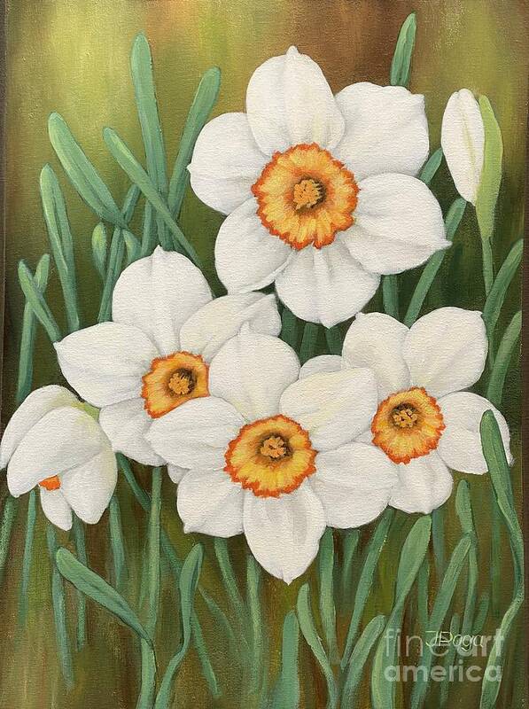 Spring Flower Poster featuring the painting Daffodil elegance by Inese Poga