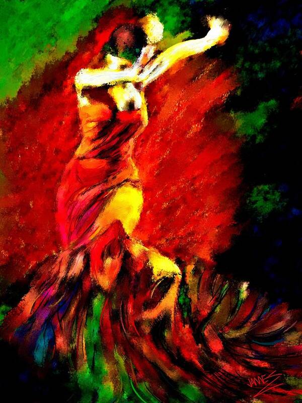 Flamenco Poster featuring the painting Dance Flamenco by James Shepherd
