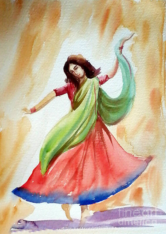 Watercolors Poster featuring the painting Dance of abandon by Asha Sudhaker Shenoy