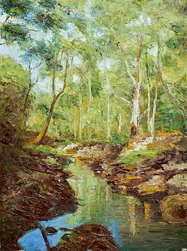 Palette Knife Poster featuring the painting Darebin Creek Crossing at Alphington east of Melbourne by Dai Wynn