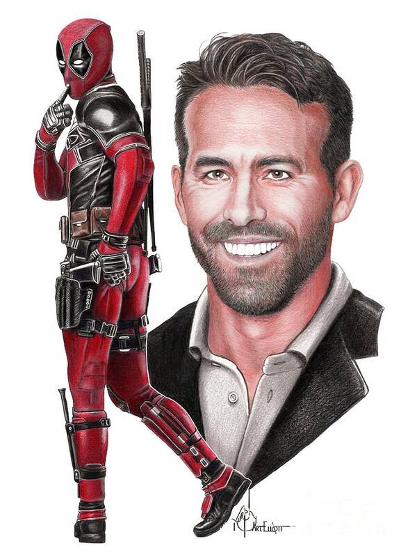 Deadpool Ryan Reynolds drawing Poster