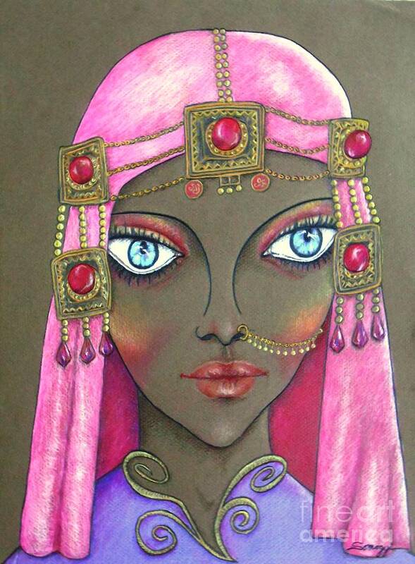 Arabic Woman Poster featuring the drawing Desert Diva -- Whimsical Arabic Woman by Jayne Somogy