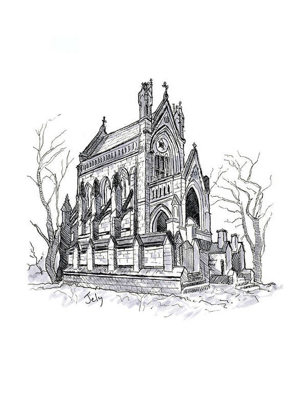 Spring Grove Cemetary Poster featuring the drawing Dexter Mausoleum by John Ely