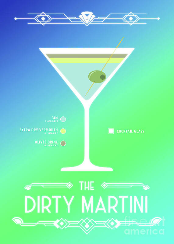 Martini Poster featuring the digital art Dirty Martini Cocktail - Modern by Bo Kev