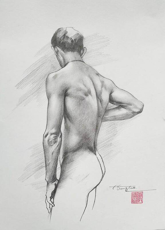 Male Nude Poster featuring the drawing Drawing male nude #20925 by Hongtao Huang