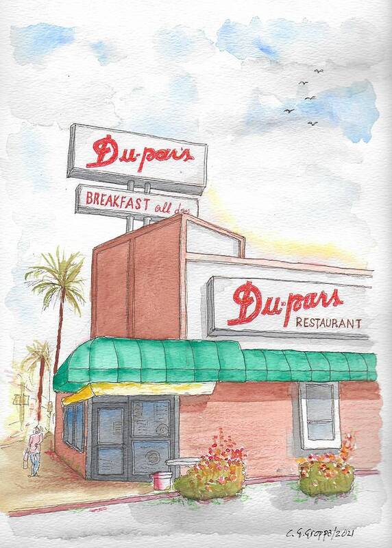 Du-pars Poster featuring the painting Du-pars Restaurant in Studio City, California by Carlos G Groppa