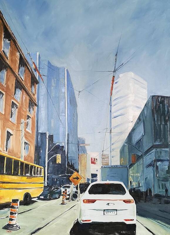 Toronto Poster featuring the painting Dundas Square by Sheila Romard