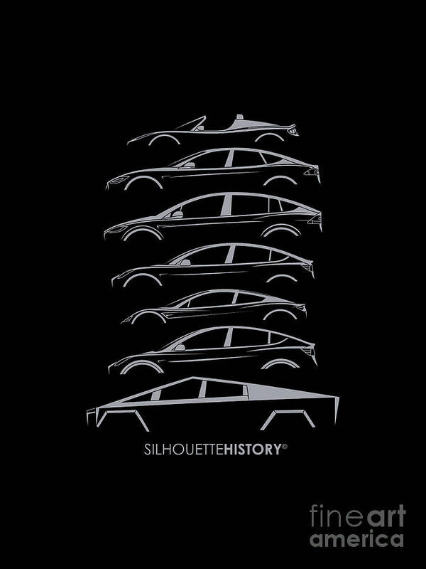 Sports Car Poster featuring the digital art Electric 7G SilhouetteHistory by Gabor Vida