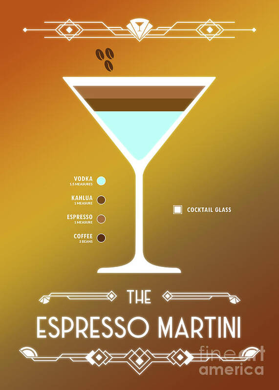 Martini Poster featuring the digital art Espresso Martini Cocktail - Modern by Bo Kev