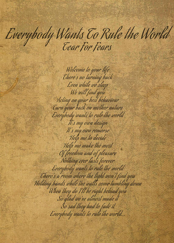 Everybody Wants to Rule the World by Tears for Fears Vintage Song