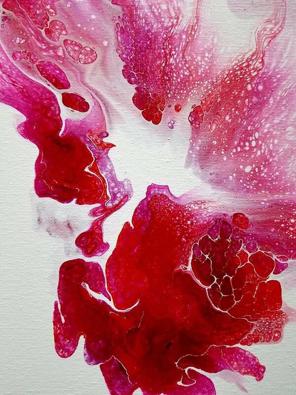 Abstract Poster featuring the painting Explosive Red Rose by Sue Goldberg