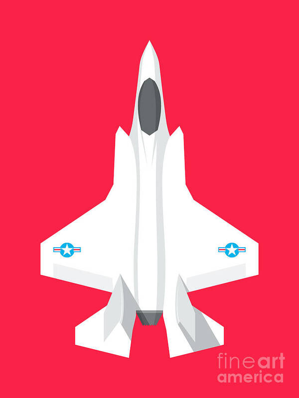 Aircraft Poster featuring the digital art F-35 Stealth Jet Fighter - Crimson by Organic Synthesis