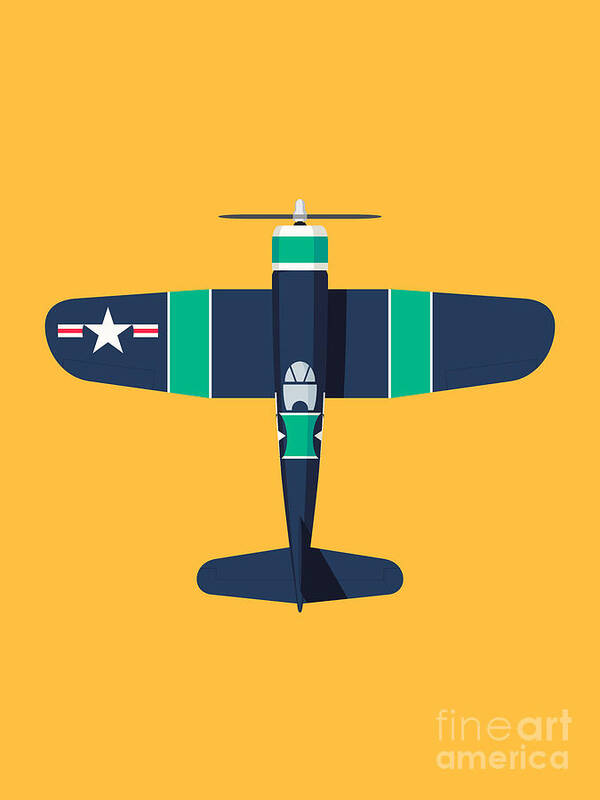 Aircraft Poster featuring the digital art F4U Corsair WWII Fighter Aircraft - Stripe by Organic Synthesis