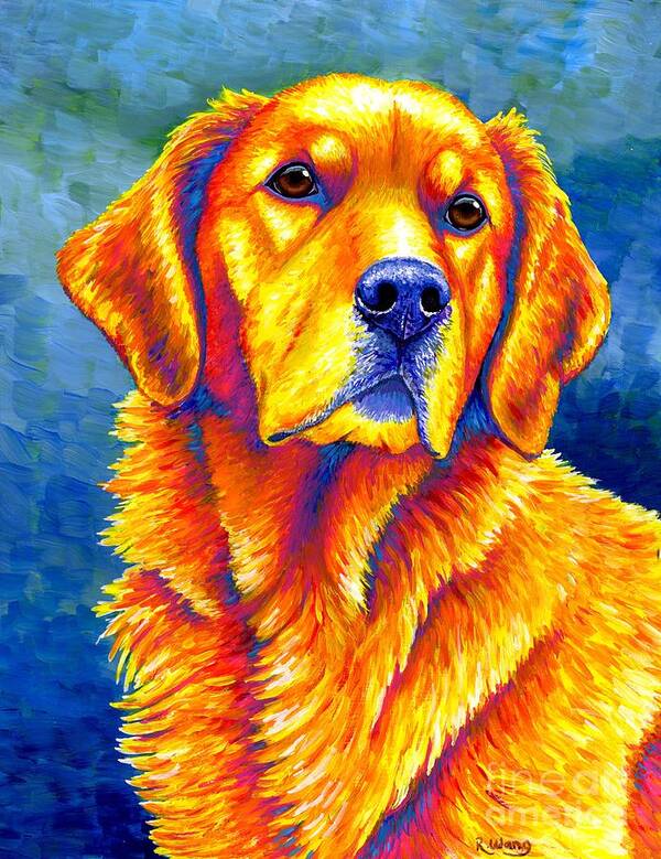 Golden Retriever Poster featuring the painting Faithful Friend - Colorful Golden Retriever Dog by Rebecca Wang