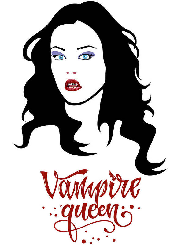 Squad Poster featuring the digital art Female Vampire, Vampire Girl, Vampire Lady, Vampire Bite, Vampire Queen, Vampire Princess by Mounir Khalfouf