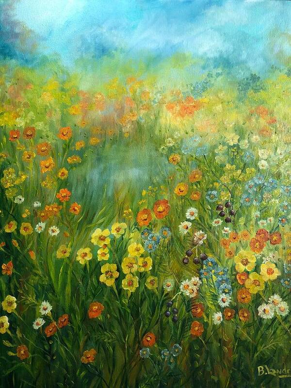 Floral Poster featuring the painting Field of Wildflowers by Barbara Landry