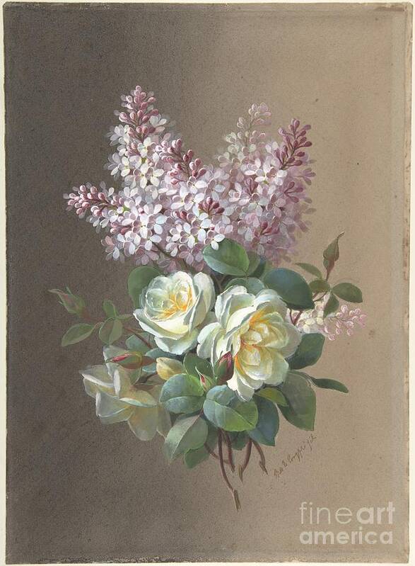 Flower Poster featuring the painting Flowers Roses and Lilacs by Shop Ability