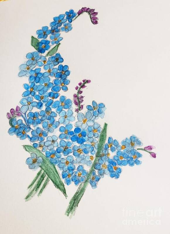 Blue Flowers Poster featuring the painting Forget Me Not by Margaret Welsh Willowsilk
